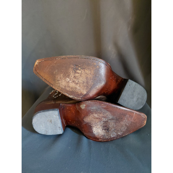 Frye Daisy Duke Cowboy Bronze Leather Mid Calf Embellished Boots Size 7.5 M - Picture 8 of 10